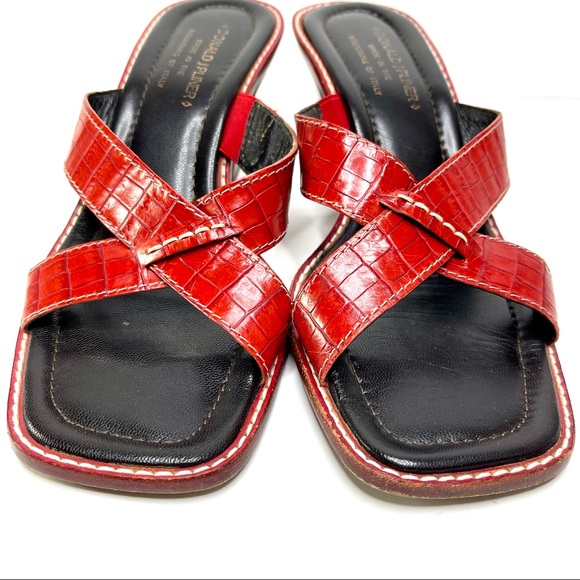 Donald J. Pliner | Shoes | Donald J Pliner Red Square Heeled Sandals In  Crocodile Leather Size 85 | Poshmark